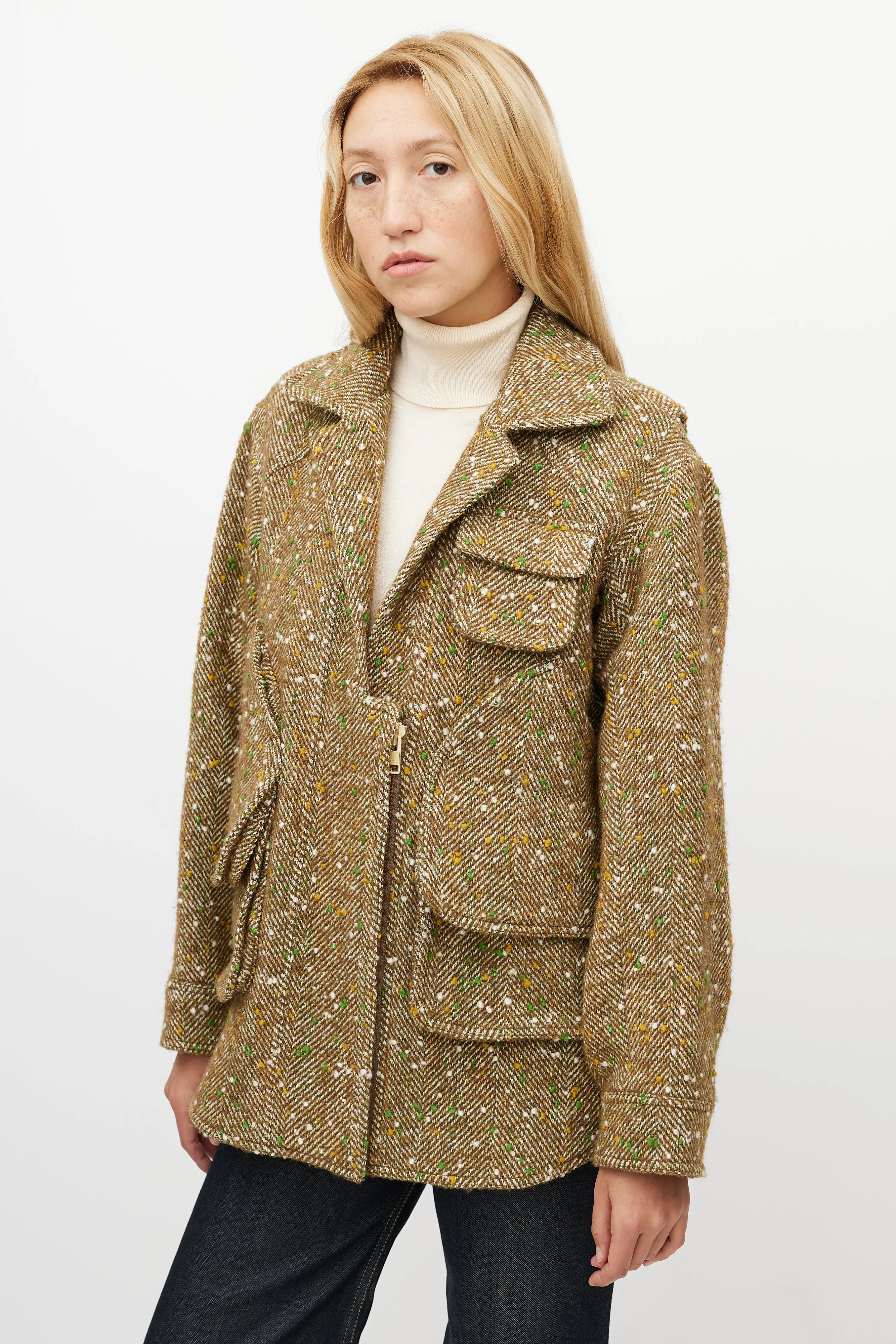 Beige & Green Speckled Jacket