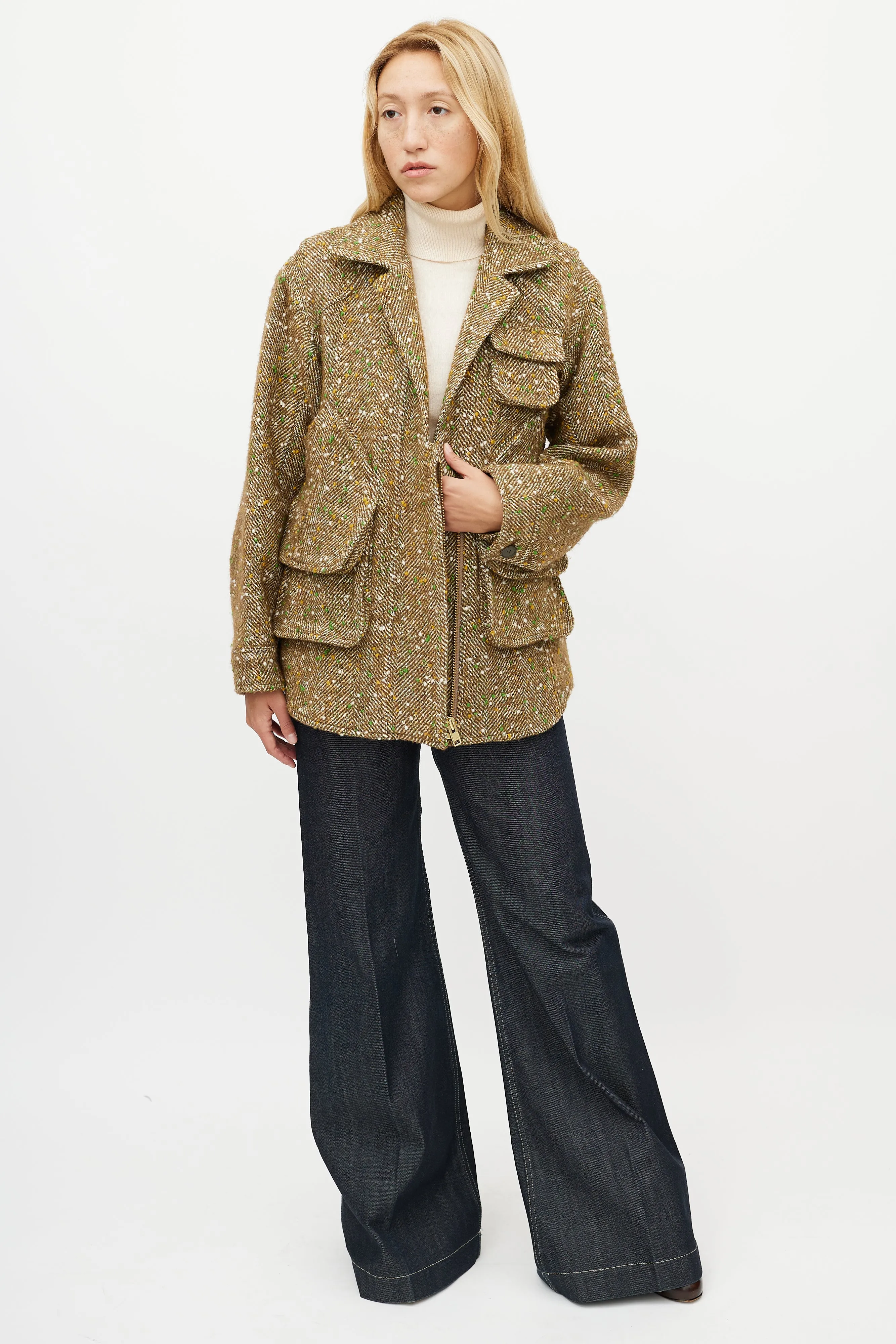 Beige & Green Speckled Jacket