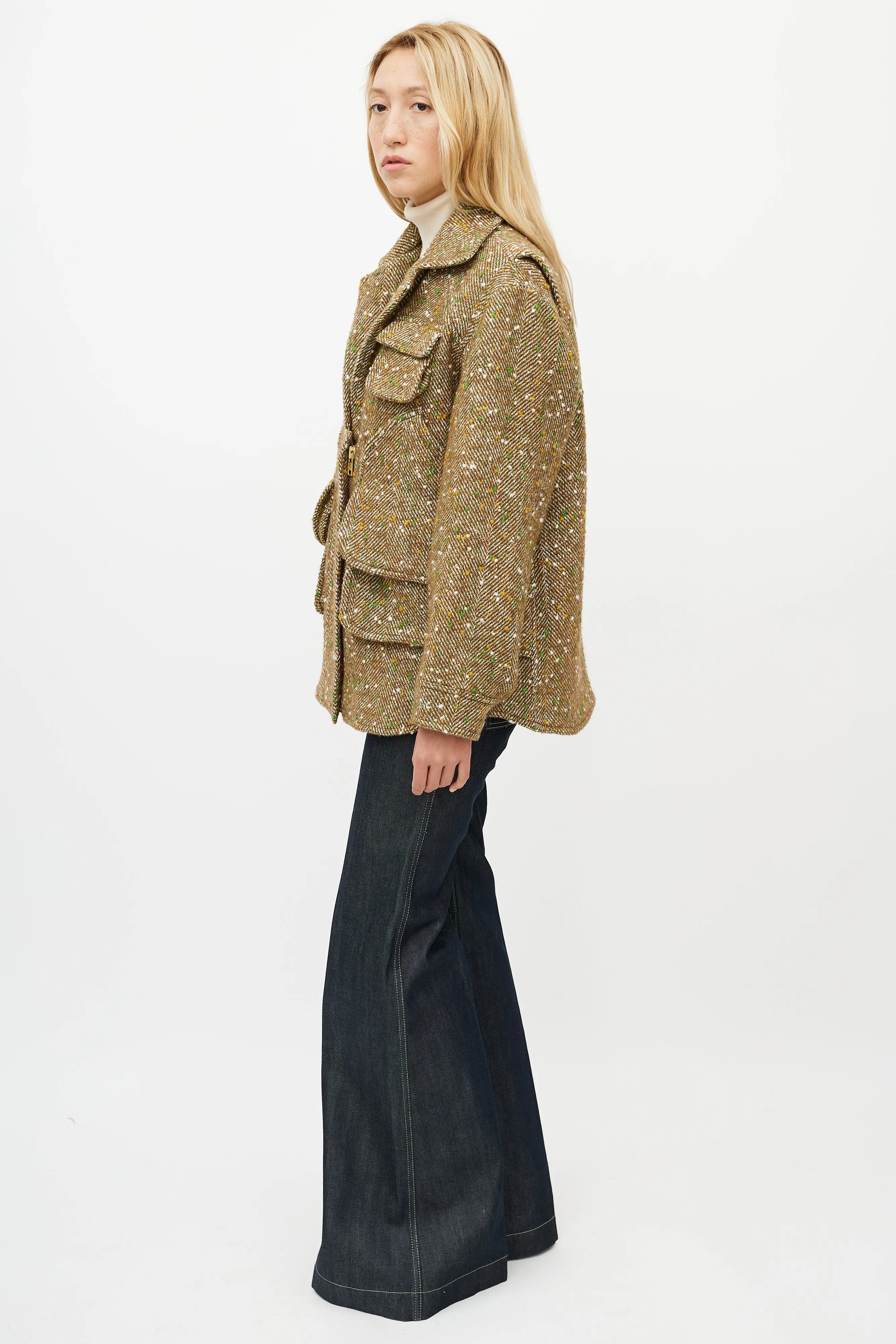 Beige & Green Speckled Jacket
