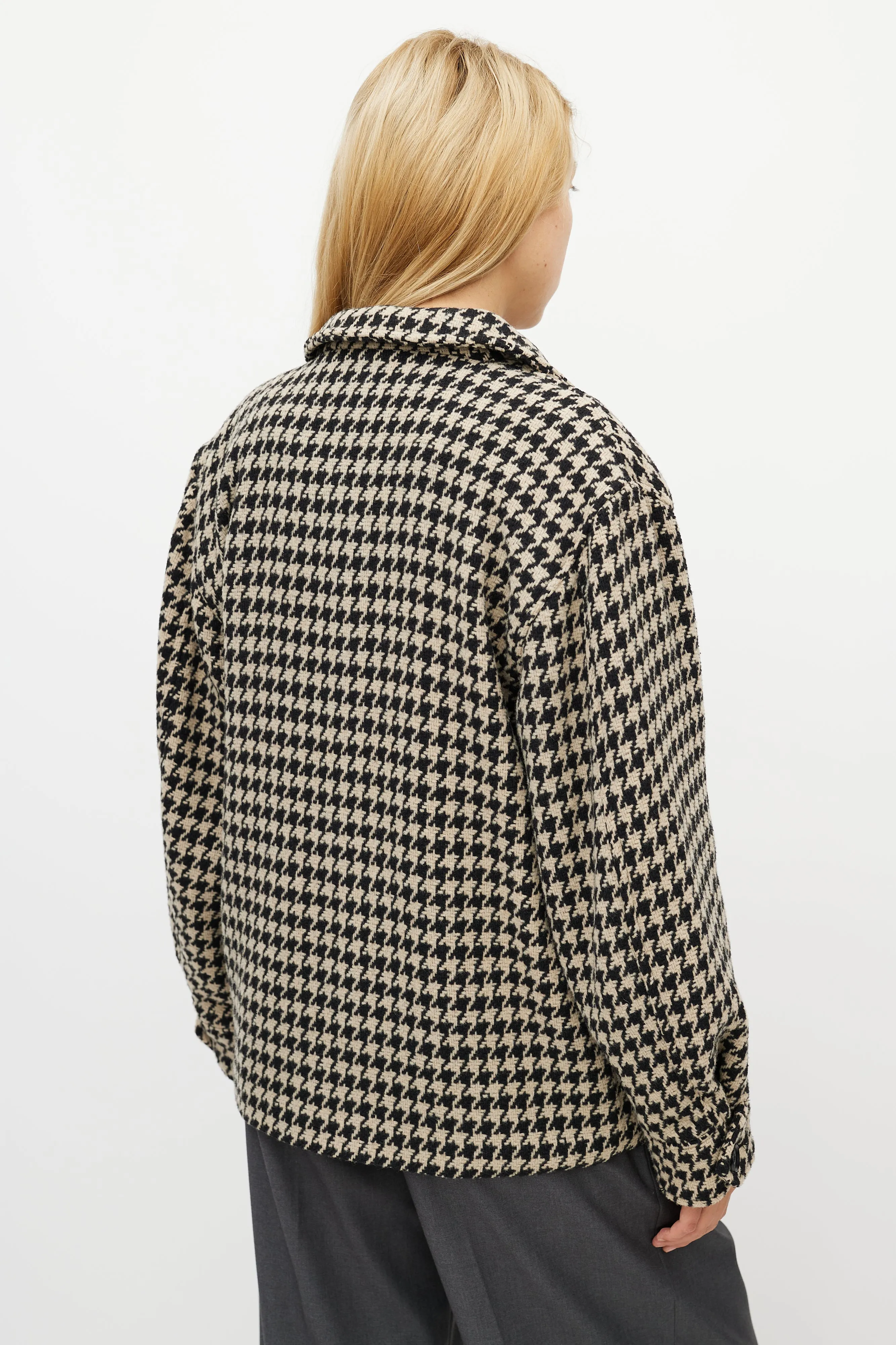Black & White Houndstooth Woven Jacket