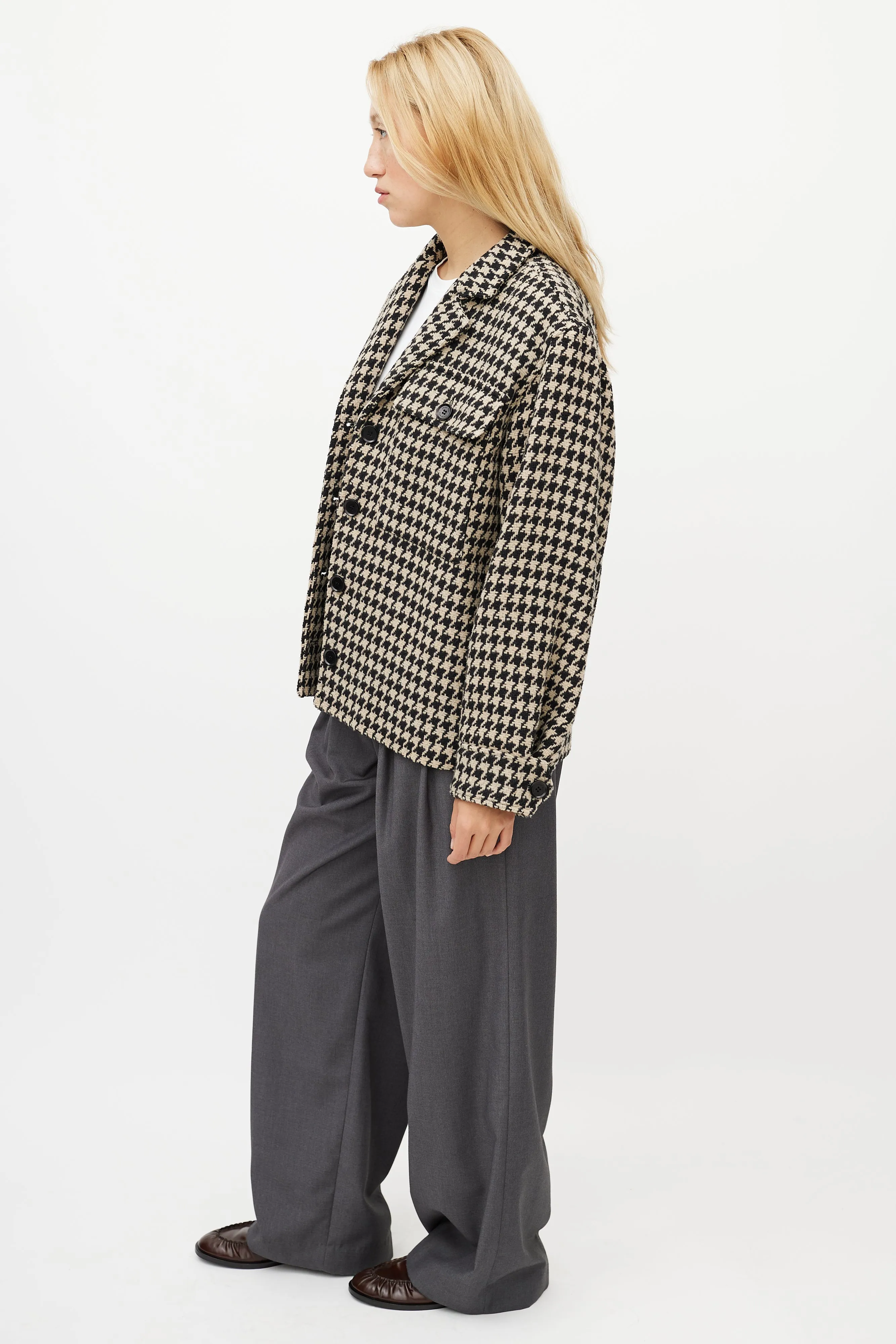 Black & White Houndstooth Woven Jacket