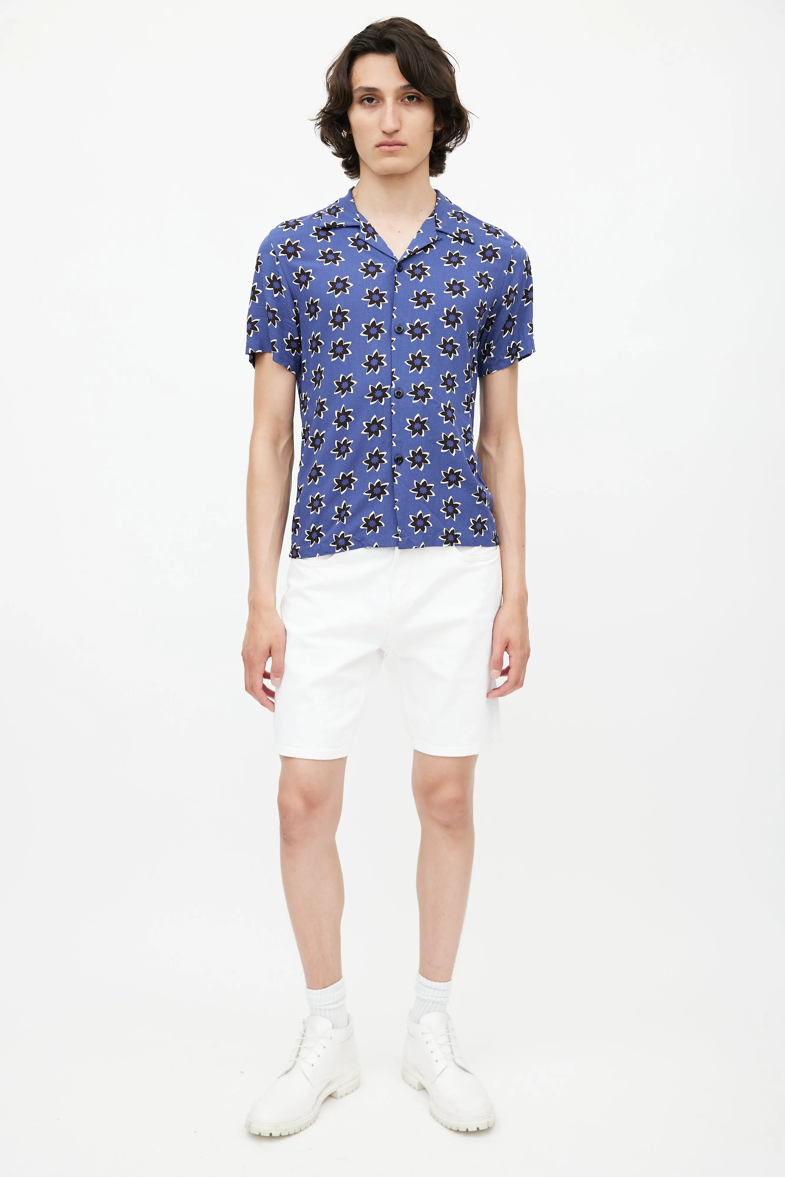 Blue & Multicolour Floral Shirt