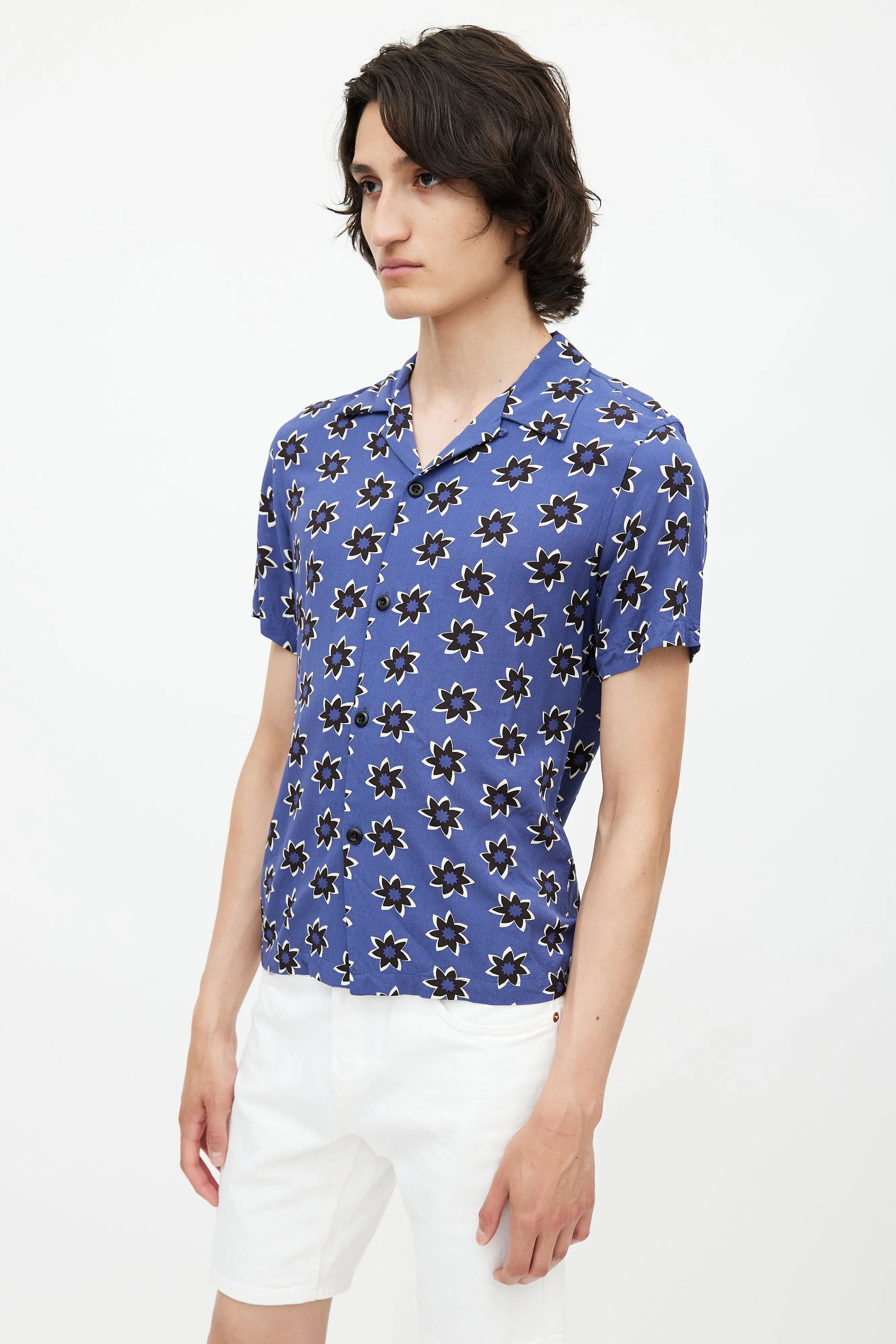 Blue & Multicolour Floral Shirt
