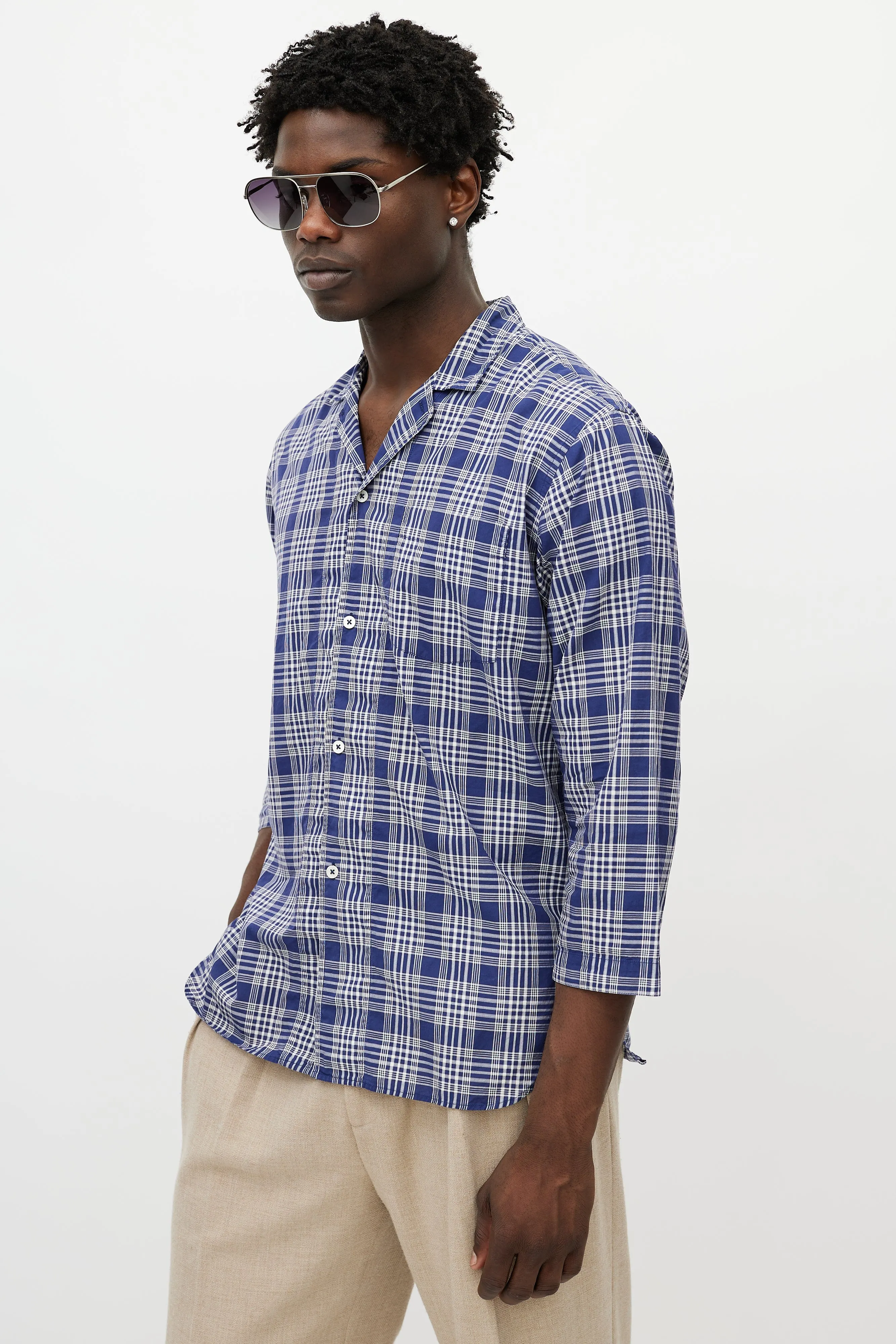 Blue & White Plaid Shirt