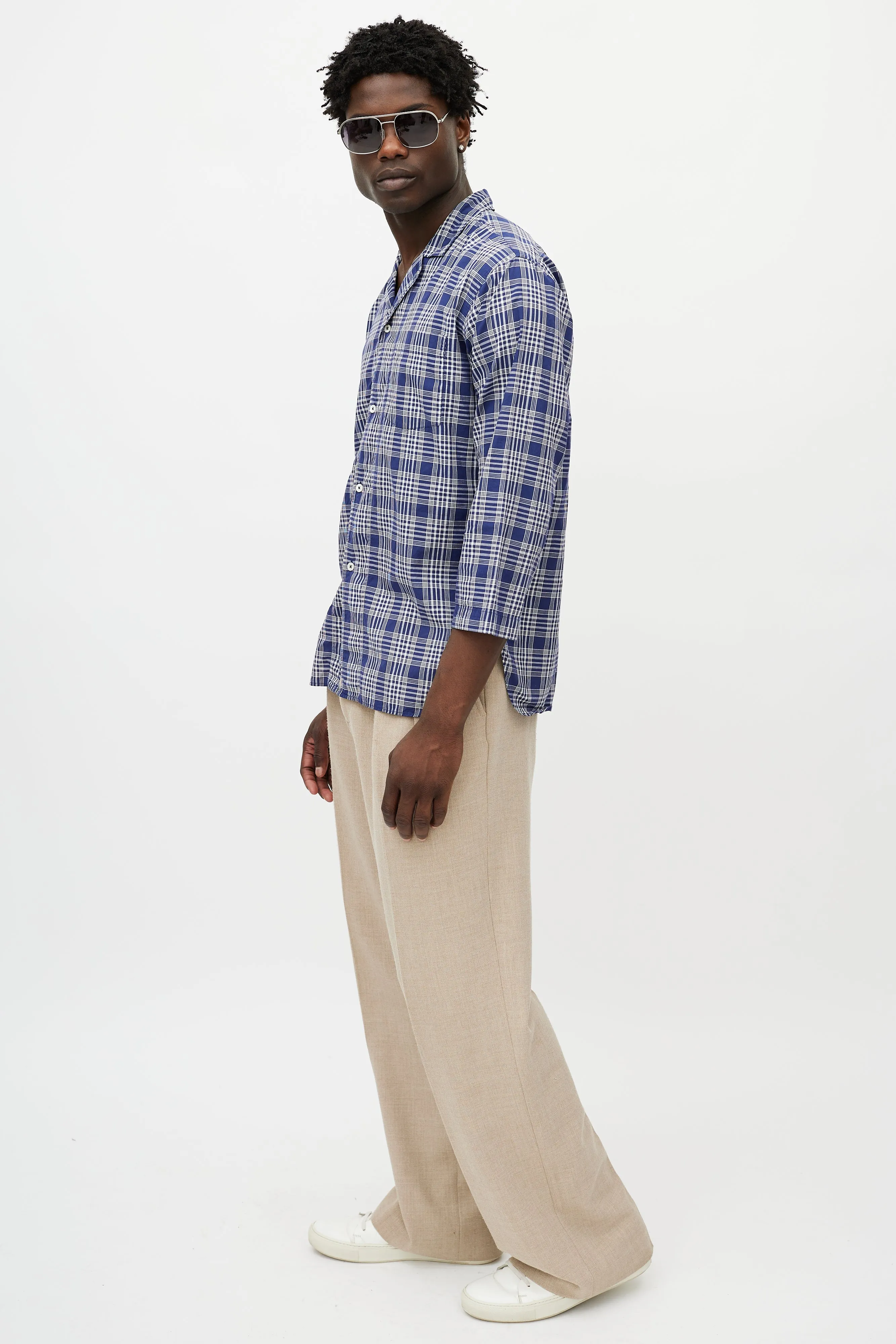 Blue & White Plaid Shirt