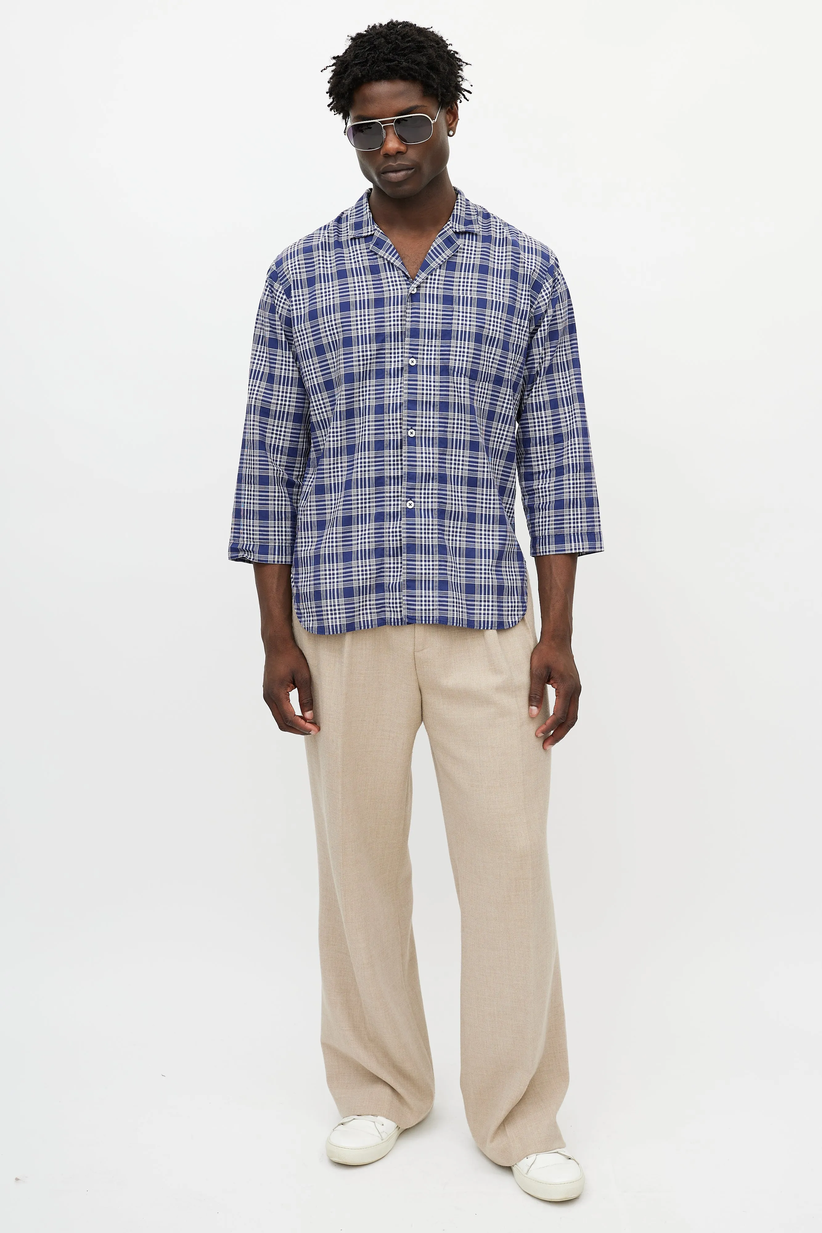 Blue & White Plaid Shirt