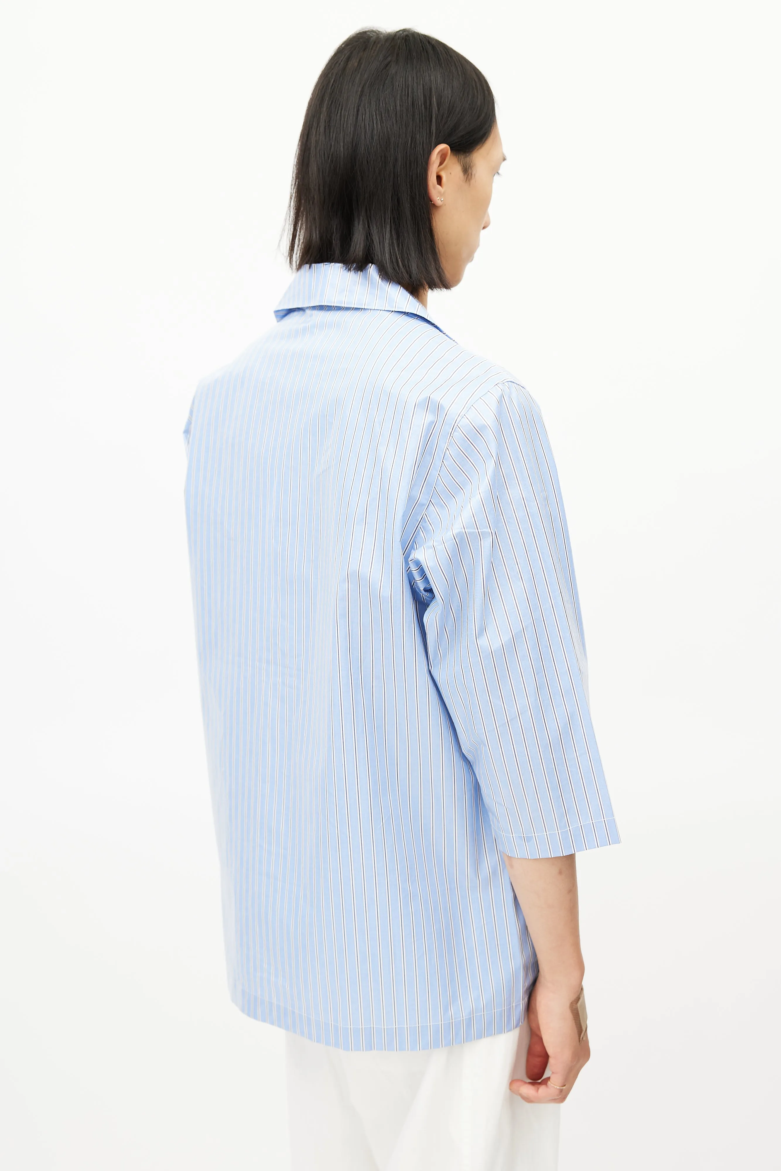 Blue & White Stripe Coated Shirt