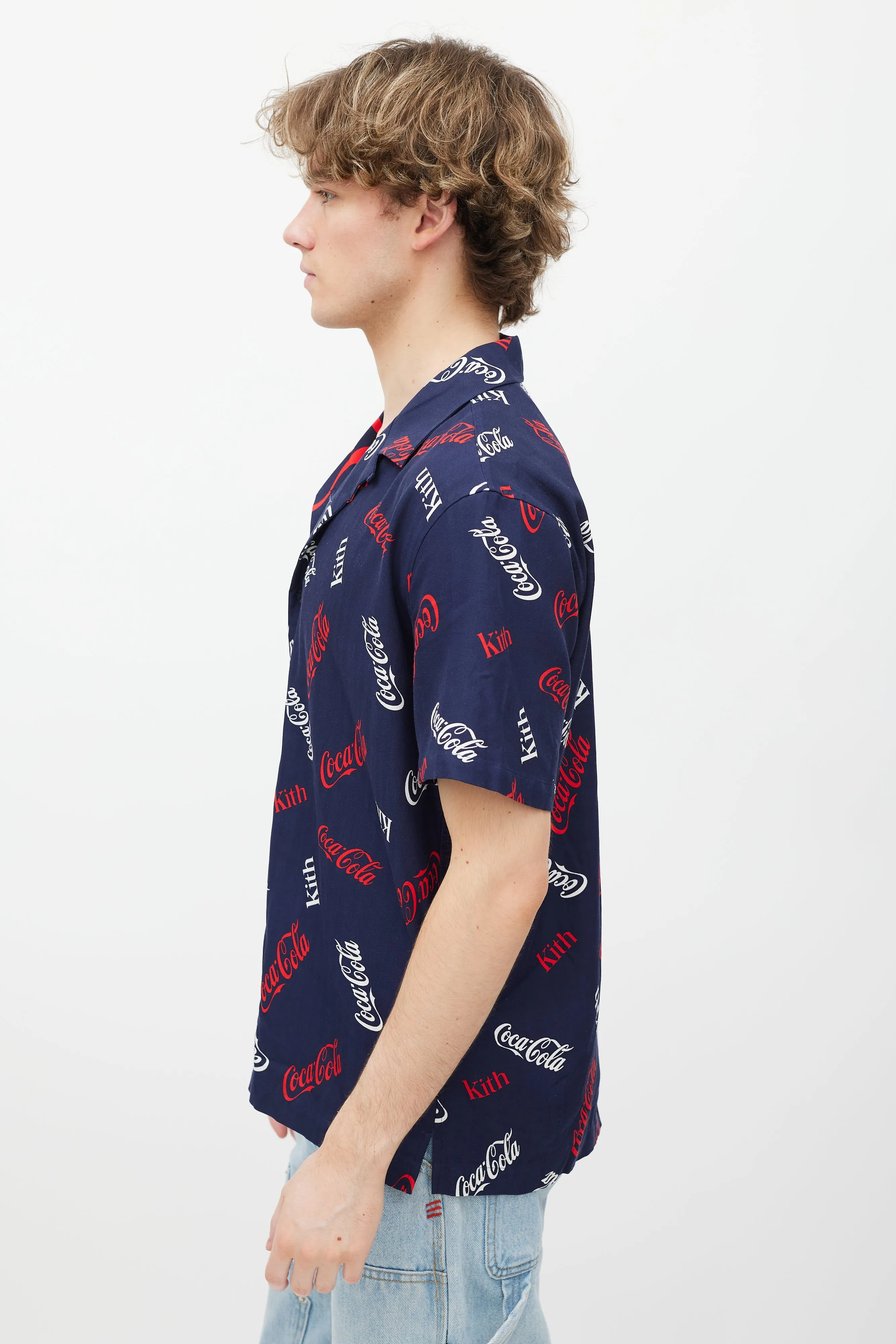 Blue Silk Coca Cola Shirt