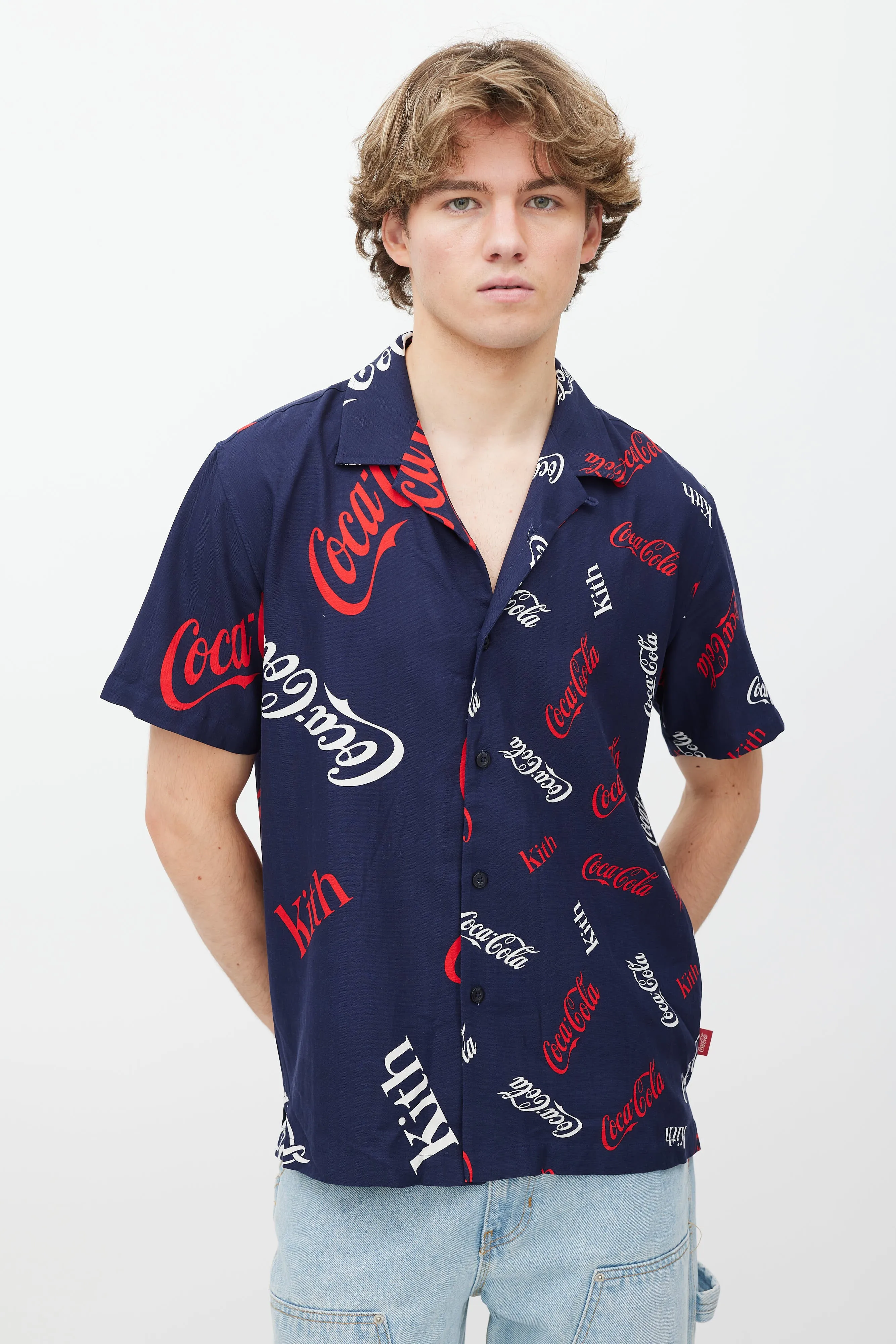 Blue Silk Coca Cola Shirt