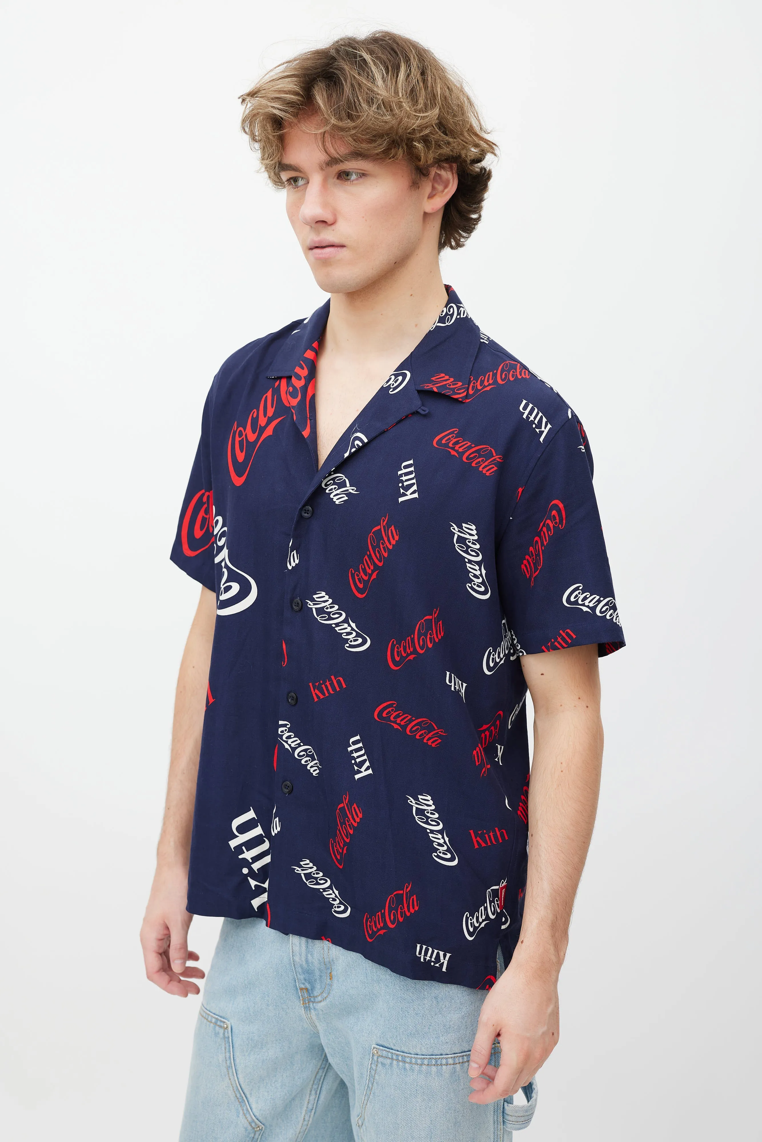 Blue Silk Coca Cola Shirt