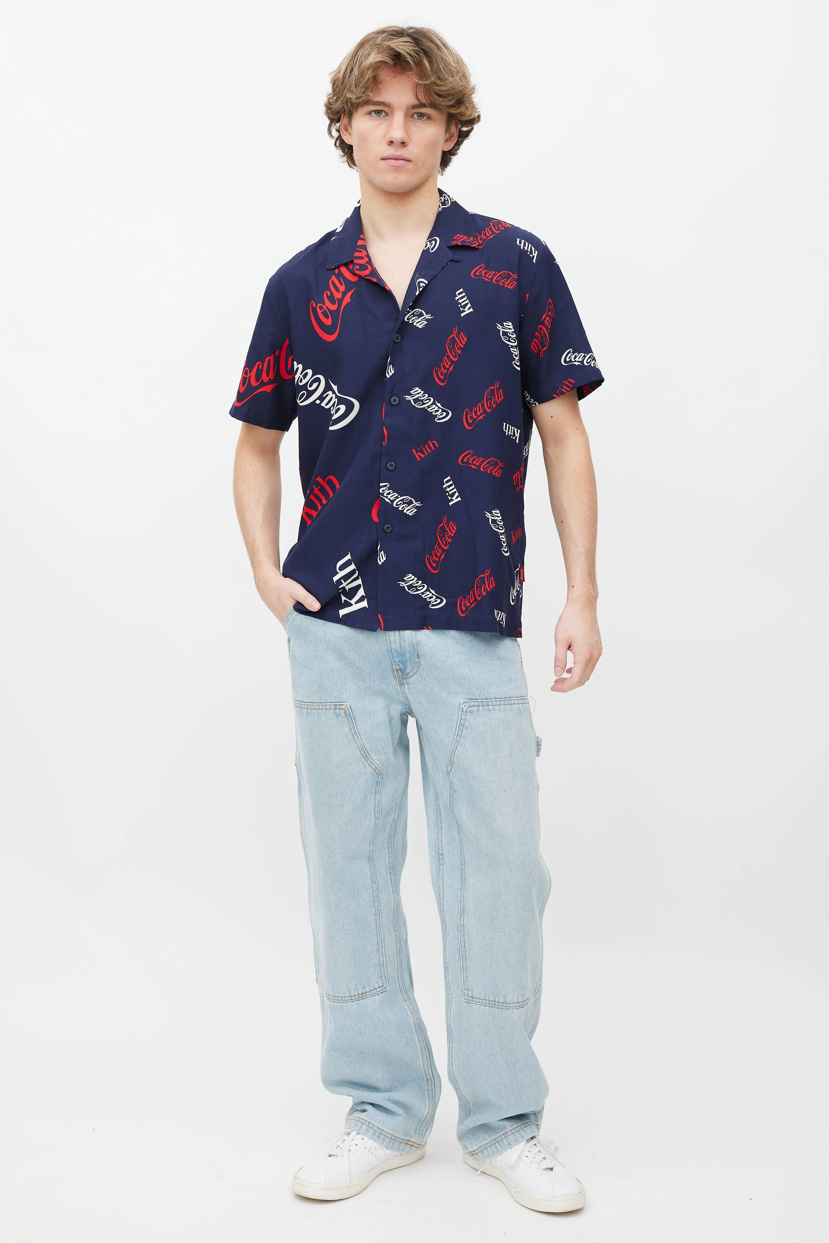 Blue Silk Coca Cola Shirt