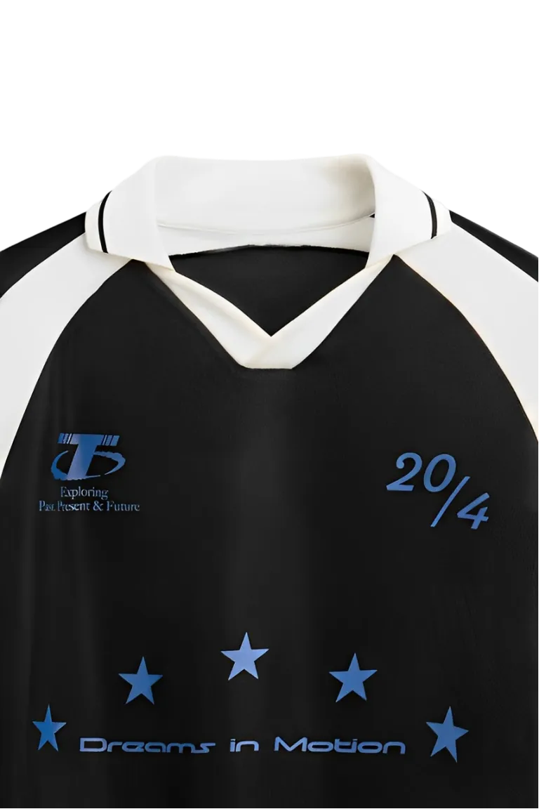 Colour Block Polo T-Shirt With Slogans