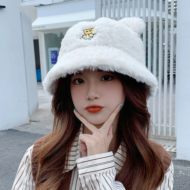 Cute Bear Plush Fisherman Hat