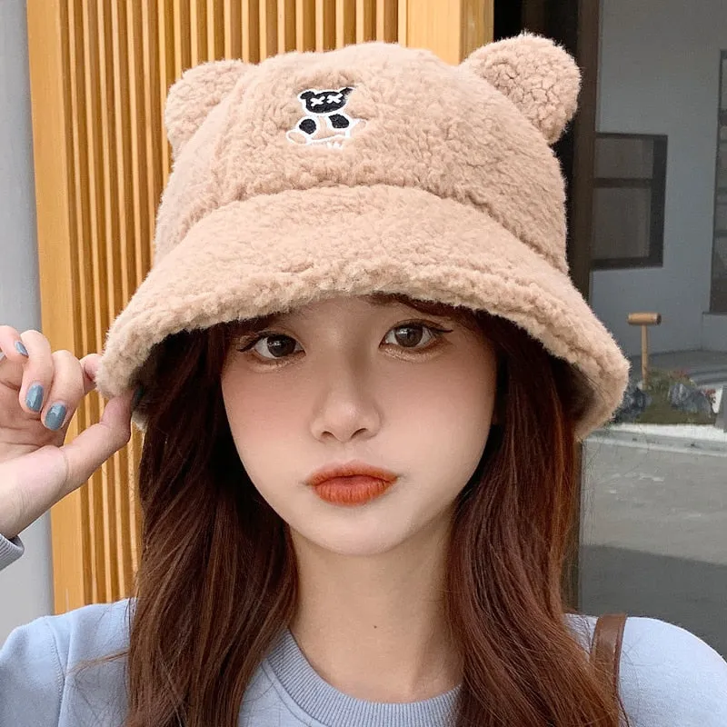 Cute Bear Plush Fisherman Hat