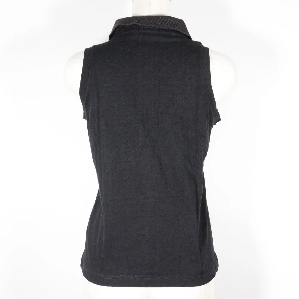 Fendi Cotton Sleeveless Polo Shirt Black