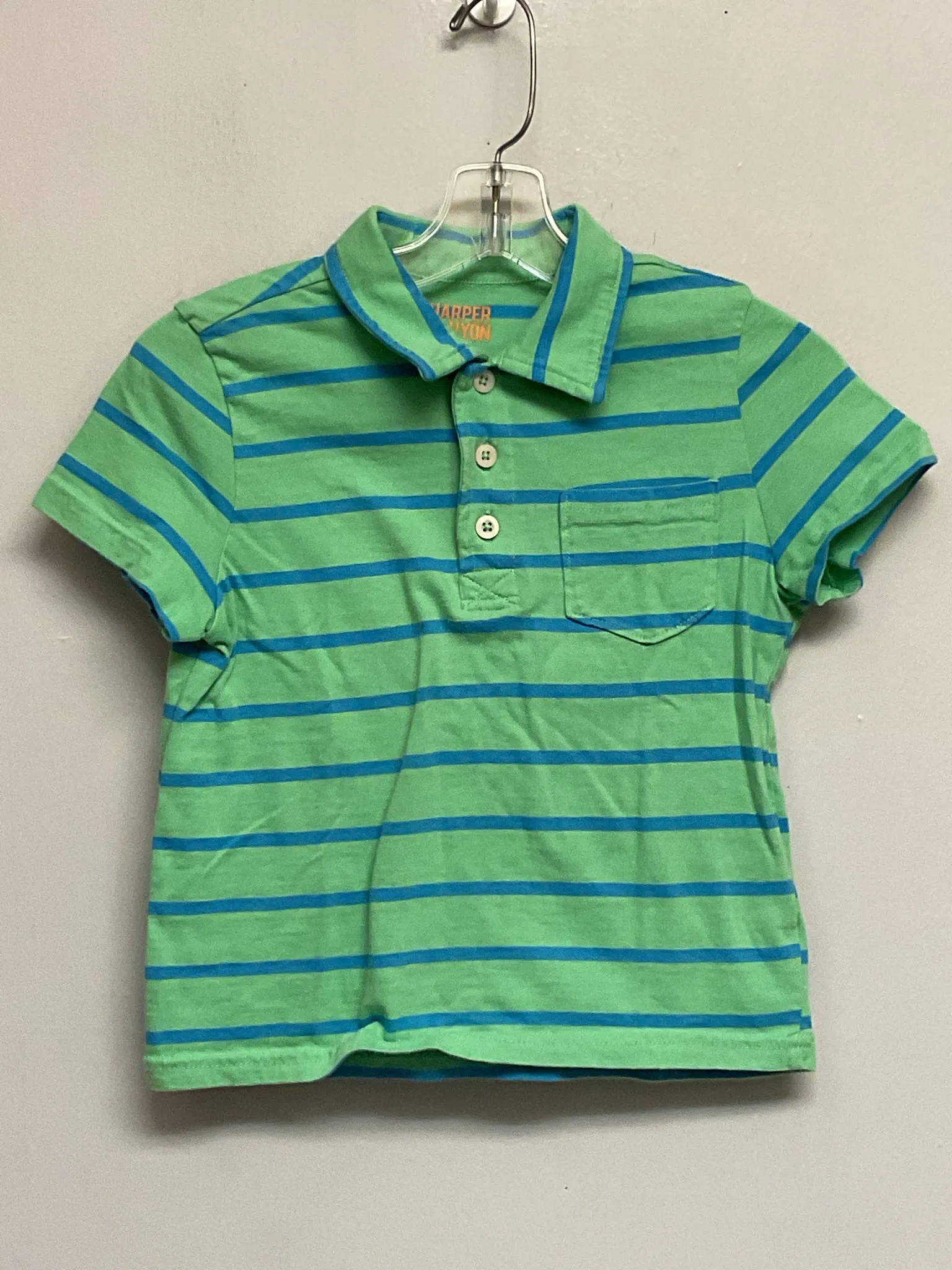 Harper Canyon Size 5 Green & Blue Stripe Cotton Boys Shirts & Polos