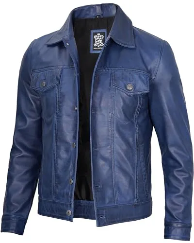 Leather Jacket For Men  Real Lambskin Vintage Trucker Mens Leather Jackets