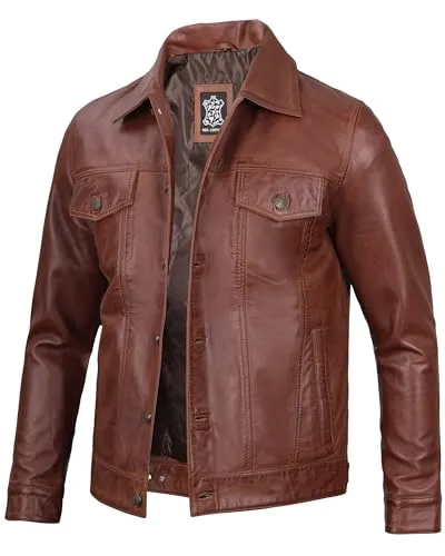 Leather Jacket For Men  Real Lambskin Vintage Trucker Mens Leather Jackets