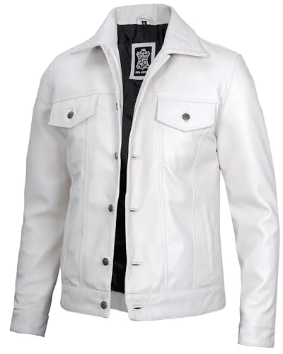 Leather Jacket For Men  Real Lambskin Vintage Trucker Mens Leather Jackets