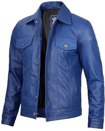 Leather Jacket For Men  Real Lambskin Vintage Trucker Mens Leather Jackets