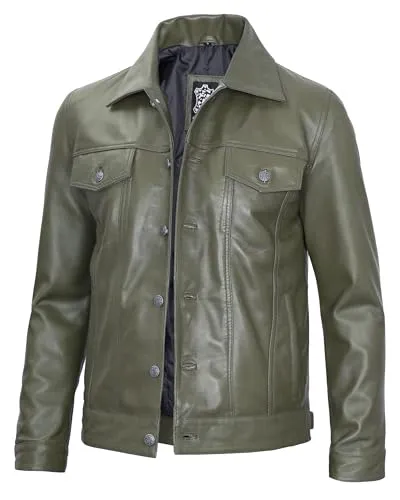 Leather Jacket For Men  Real Lambskin Vintage Trucker Mens Leather Jackets