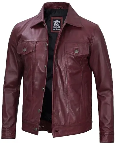 Leather Jacket For Men  Real Lambskin Vintage Trucker Mens Leather Jackets