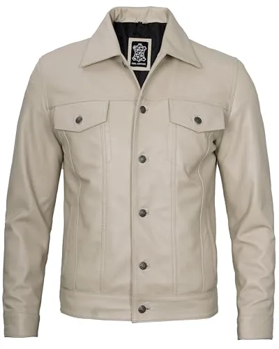 Leather Jacket For Men  Real Lambskin Vintage Trucker Mens Leather Jackets