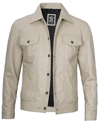 Leather Jacket For Men  Real Lambskin Vintage Trucker Mens Leather Jackets