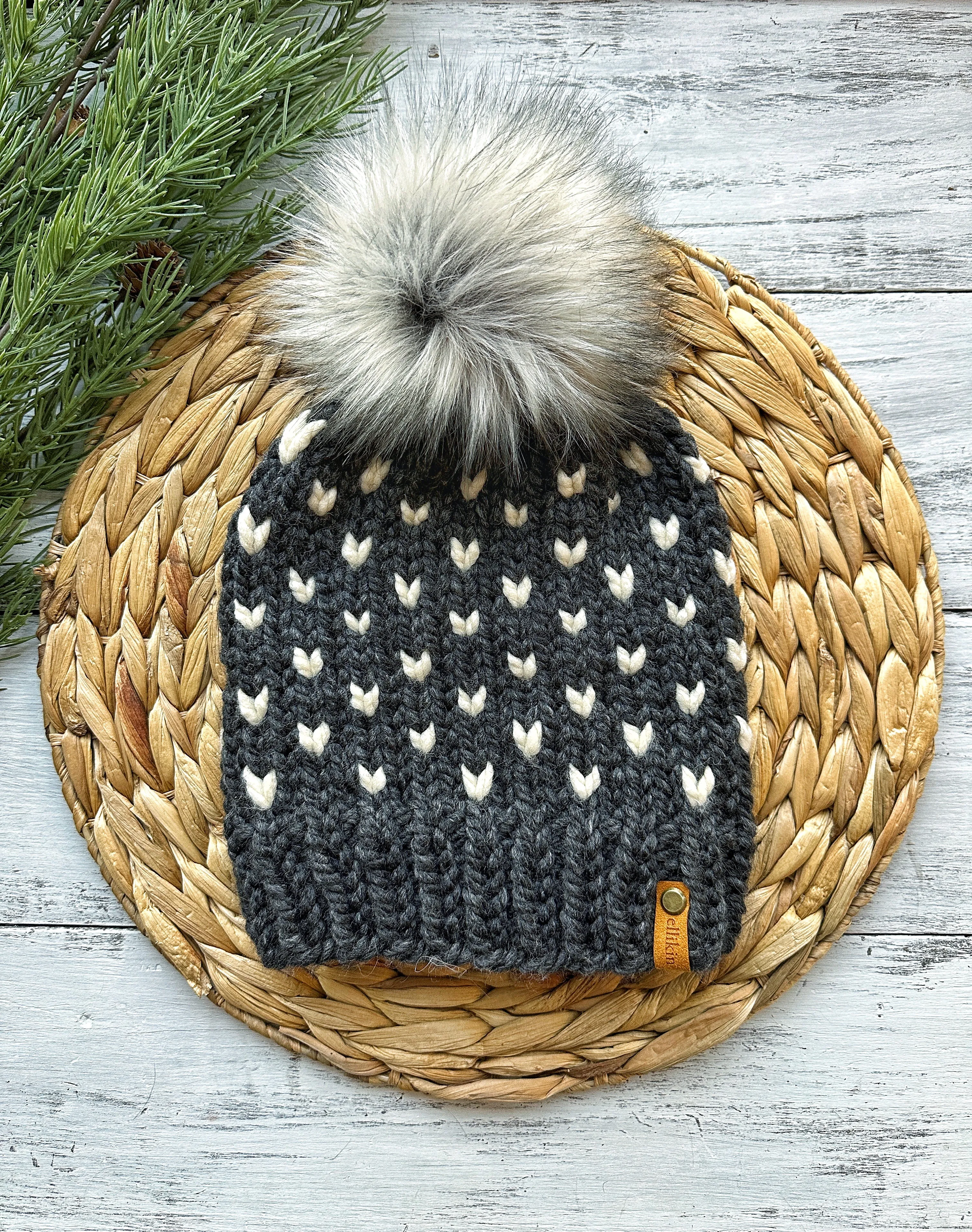 Little Hearts Beanie in Charcoal   Fisherman