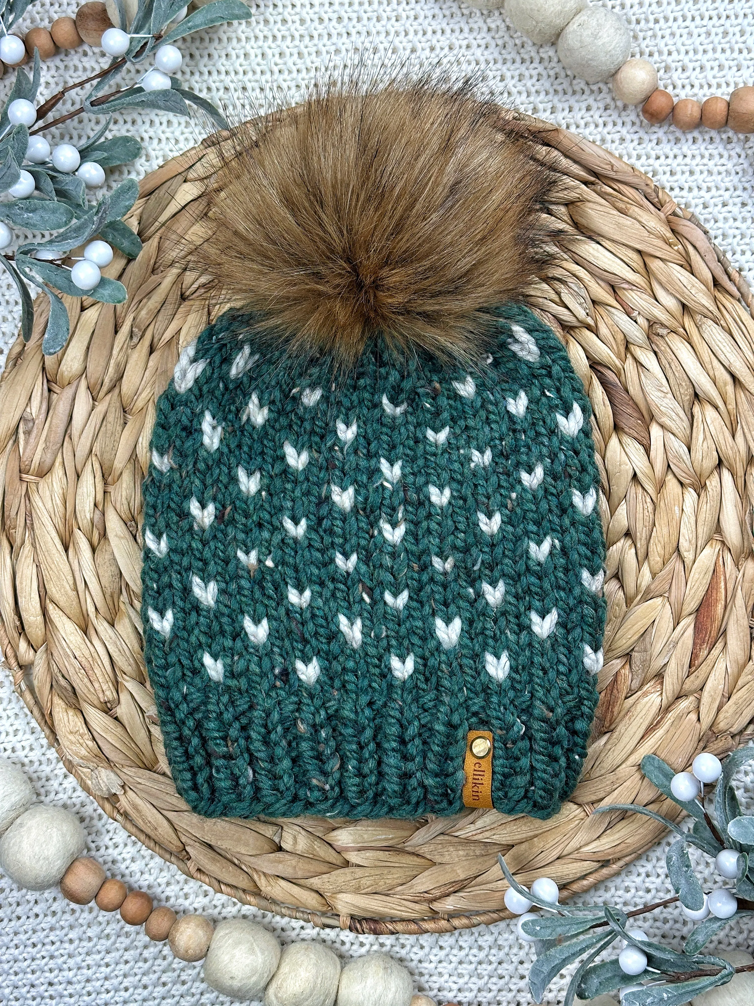 Little Hearts Beanie in Kale   Fisherman