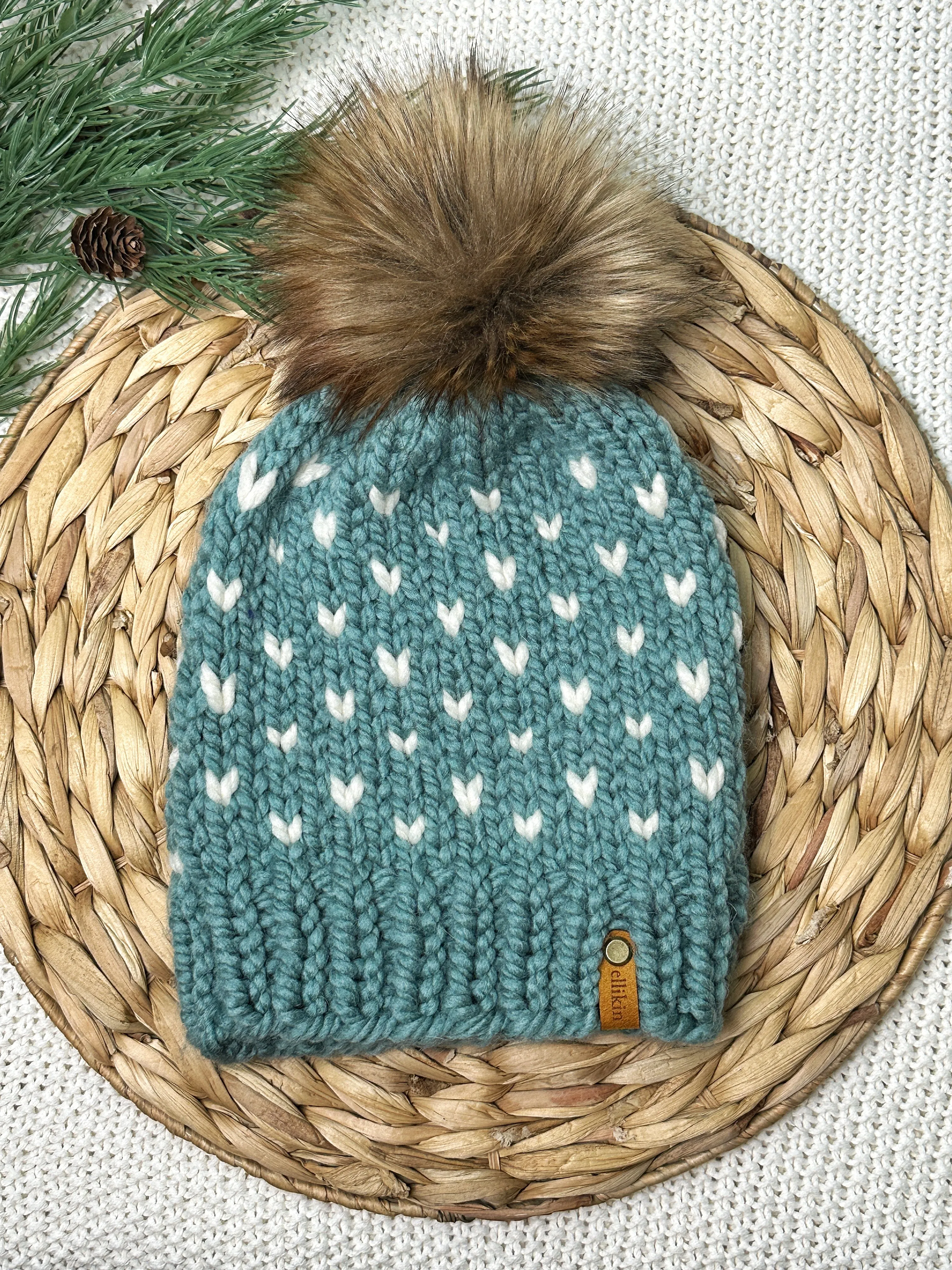 Little Hearts Beanie in Succulent   Fisherman