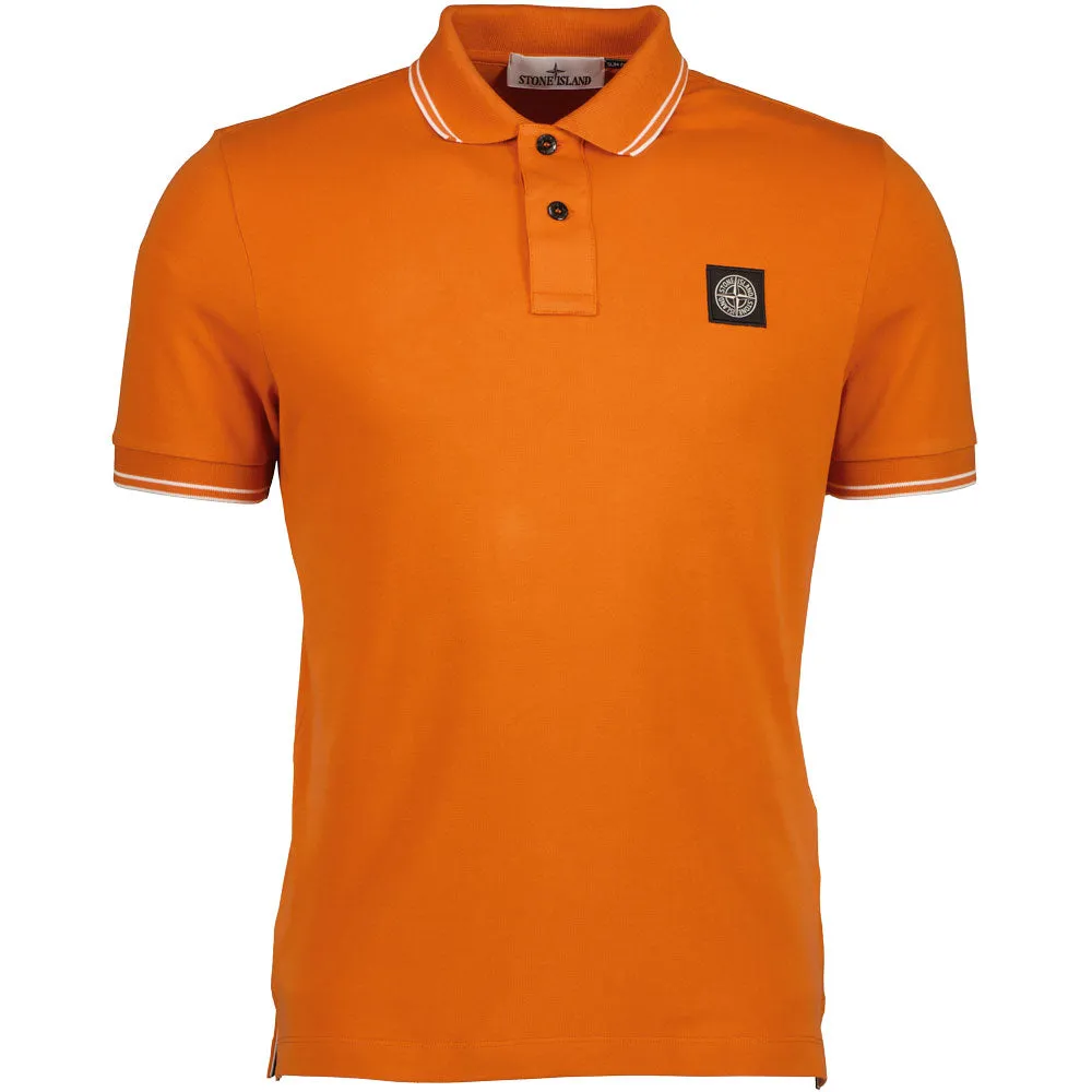 Patch Logo Stretch Piqué Polo Shirt