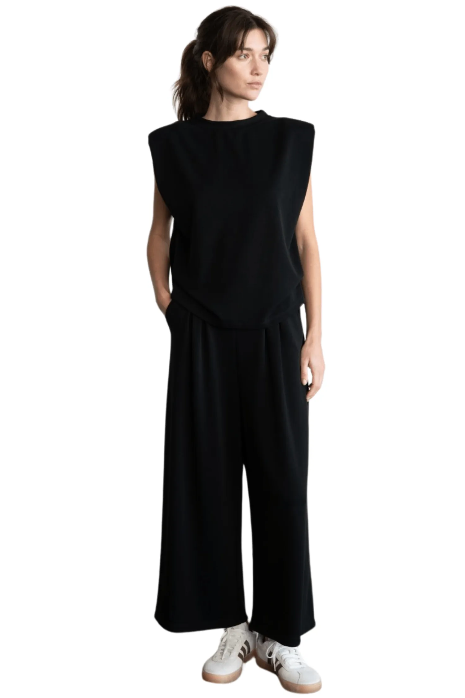 Pleated Wide-Leg Sweatpants